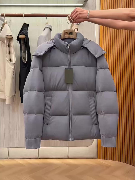 Wool blend hooded down jacket